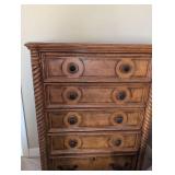 Davis International Bedroom Suite Victorian Carved Wood Queen Bed Frame, Nightstand, Tall dresser, Dressing Console with attached mirror