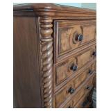 Davis International Bedroom Suite Victorian Carved Wood Queen Bed Frame, Nightstand, Tall dresser, Dressing Console with attached mirror