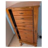Vintage Oak Jewelry Armoire with Mirror- Contents NOT included