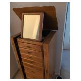 Vintage Oak Jewelry Armoire with Mirror- Contents NOT included