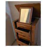 Vintage Oak Jewelry Armoire with Mirror- Contents NOT included
