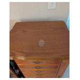 Vintage Oak Jewelry Armoire with Mirror- Contents NOT included