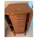 Vintage Oak Jewelry Armoire with Mirror- Contents NOT included