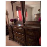 MCM  Dresser with Mirror and Brass Hardware, night stand and tall dresser