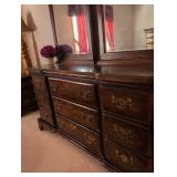 MCM  Dresser with Mirror and Brass Hardware, night stand and tall dresser