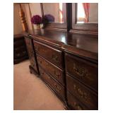 MCM  Dresser with Mirror and Brass Hardware, night stand and tall dresser