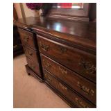 MCM  Dresser with Mirror and Brass Hardware, night stand and tall dresser