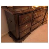 MCM  Dresser with Mirror and Brass Hardware, night stand and tall dresser
