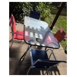 Outdoor Patio Set with Metal Table and Fabric Chairs
