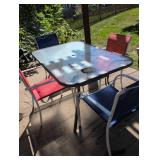 Outdoor Patio Set with Metal Table and Fabric Chairs