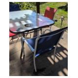 Outdoor Patio Set with Metal Table and Fabric Chairs