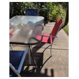 Outdoor Patio Set with Metal Table and Fabric Chairs