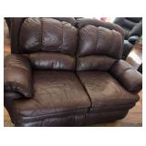 Dark Brown Leather Reclining Sectional Sofa/Loveseat/Chair