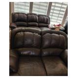 Dark Brown Leather Reclining Sectional Sofa/Loveseat/Chair