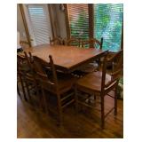 Traditional Oak Dining Set Bar Height with 8 Windsor Chairs