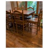 Traditional Oak Dining Set Bar Height with 8 Windsor Chairs