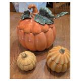 Ceramic Pumpkin Soup Tureen Set with Ladle and candles