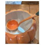 Ceramic Pumpkin Soup Tureen Set with Ladle and candles