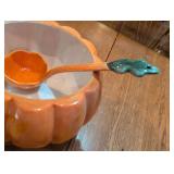 Ceramic Pumpkin Soup Tureen Set with Ladle and candles