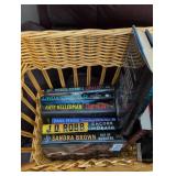Mystery Thriller Book Collection in Wicker Basket