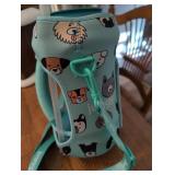 Mint Green Dog Pattern Water Bottle with Strap