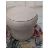 Round Beige Upholstered Ottoman Poufs