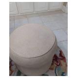Round Beige Upholstered Ottoman Poufs