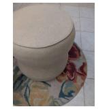 Round Beige Upholstered Ottoman Poufs