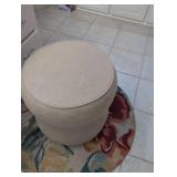 Round Beige Upholstered Ottoman Poufs