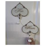 Vintage His & Hers Bathroom Hooks