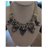 Vintage Blue Crystal Statement Necklace