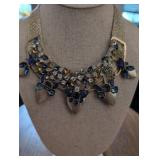 Vintage Blue Crystal Statement Necklace