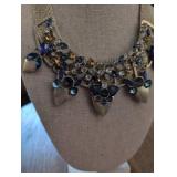 Vintage Blue Crystal Statement Necklace
