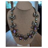 Vintage Crystal Floral Statement Necklace