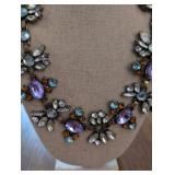 Vintage Crystal Floral Statement Necklace