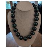 Elegant Dark Green Jade Bead Necklace