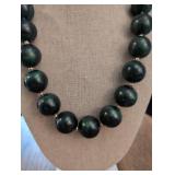 Elegant Dark Green Jade Bead Necklace