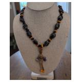 Handcrafted Tribal Stone and Wood Bead Necklace