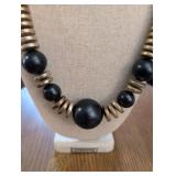 Vintage Metal and Black Bead Statement Necklace