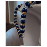 Elegant Navy Blue and Mixed Metal Beaded Necklace