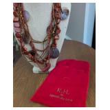 Kenneth Jay Lane Multi-Strand Red Jasper and Shell Statement Necklace