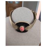 Vintage Gold Mesh Bracelet with Coral Accent