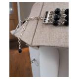 Vintage Style Red Rose and Black Crystal Necklace