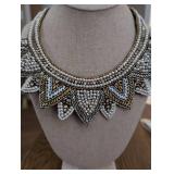 Vintage Art Deco Pearl and Crystal Statement Necklace