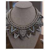 Vintage Art Deco Pearl and Crystal Statement Necklace