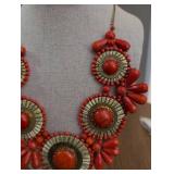 Vintage Coral Red Statement Necklace