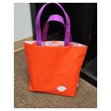 Clinique Orange Tote Bag with Purple Handles