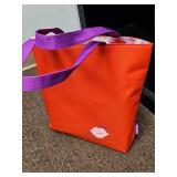 Clinique Orange Tote Bag with Purple Handles