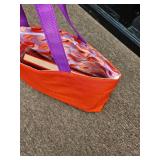 Clinique Orange Tote Bag with Purple Handles