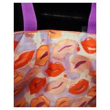 Clinique Orange Tote Bag with Purple Handles
